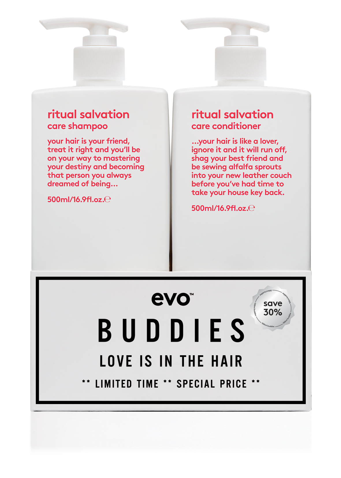 Evo Ritual Salvation Buddies Shampoo   Conditioner 2x   500ml   Hos Frisøren   Baronen