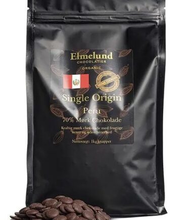 Elmelund Chocolatier   økologiske Chokolade Knapper   70  Mørk   1 Kg