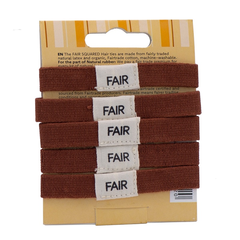 Fair Squared Hårelastikker 5 Pak Brun
