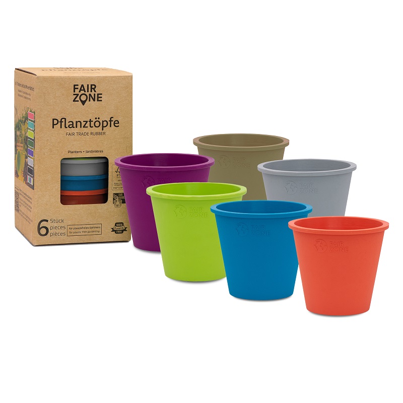 Fair Zone 6 Pak Genanvendelig Urtepotter Naturgummi