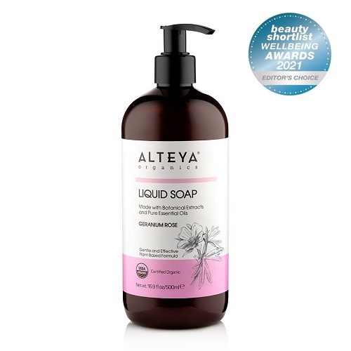 Alteya Organics økologisk Flydende Sæbe Geranium Rose 500ml