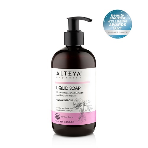 Alteya Organics økologisk Flydende Sæbe Geranium Rose 250ml