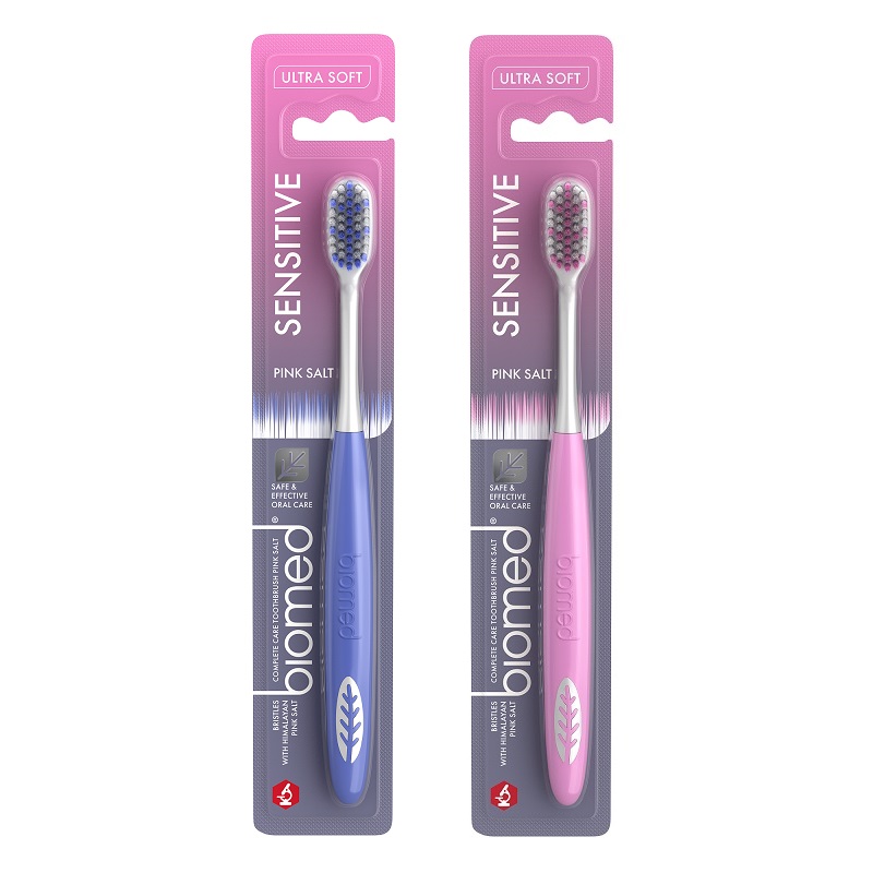 Biomed Tandbørste Med Pink Himalayasalt Krystaller Ultra Soft