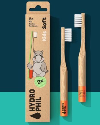 Hydrophil   2 Pak Bambus Tandbørster Børn   Hippo