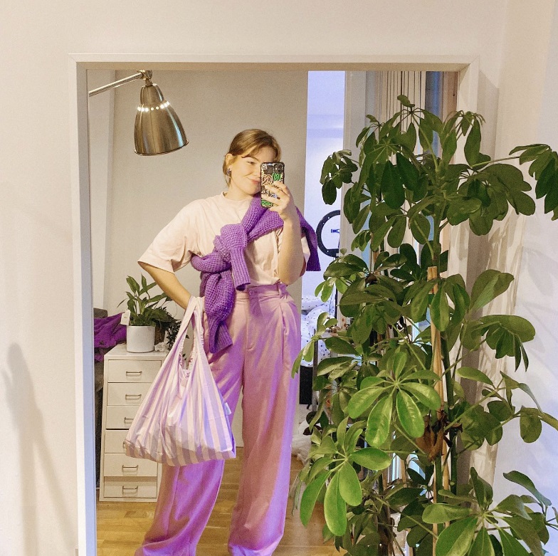 Kind Bag Purple Stribs Indkøbspose I Medium