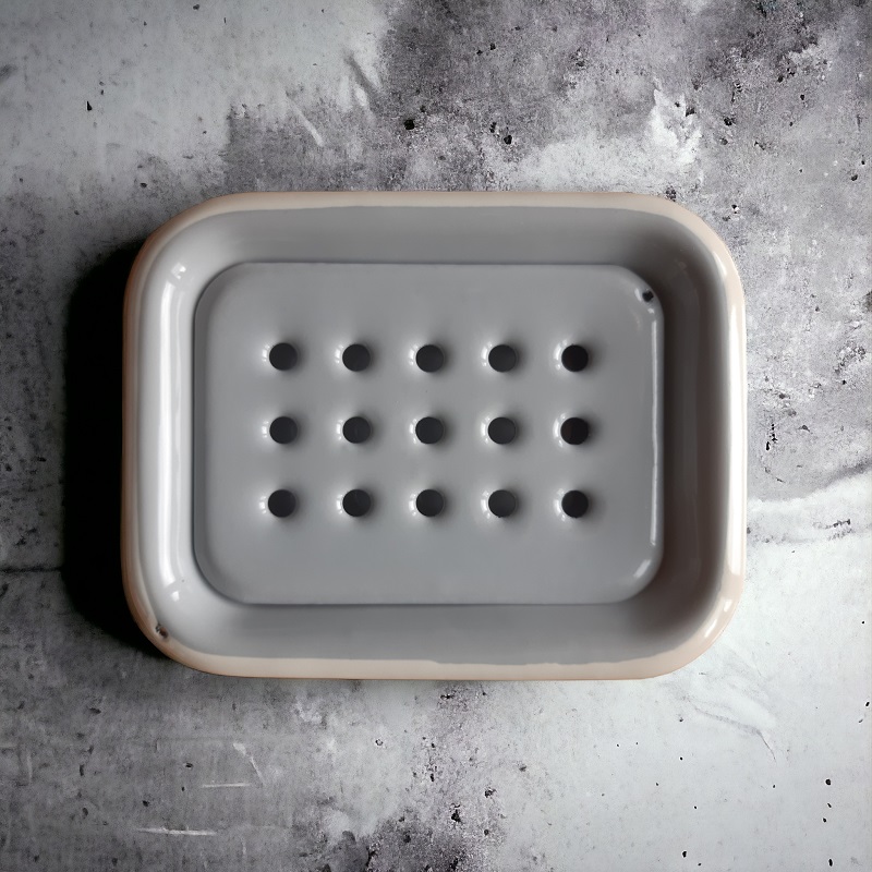 Klar Emalje Luksus Sæbeskål Grey Off White