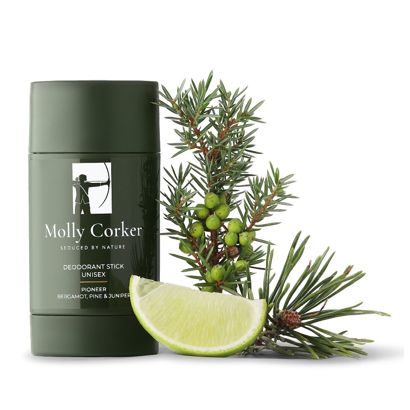 Molly Corker Natural Deodorant Stick Juniper Bergamot Pine Pioneer