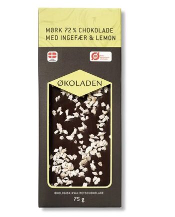 økoladen   økologisk Mørk 72  Chokolade   Ingefær   Lemon