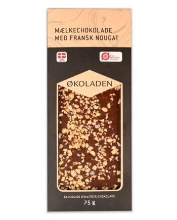 økoladen   økologisk Mælkechokolade   Fransk Nougat