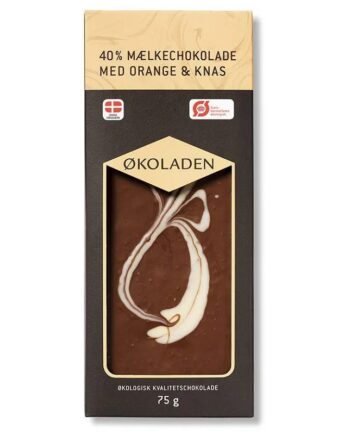 økoladen   økologisk Mælkechokolade   Orange   Knas
