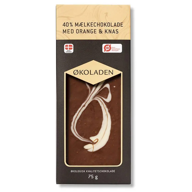økoladen økologisk Mælkechokolade Orange Knas