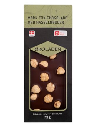 økoladen   økologisk Mørk 70  Chokolade   Hasselnødder