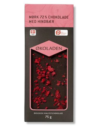 økoladen   økologisk Mørk 72  Chokolade   Hindbær
