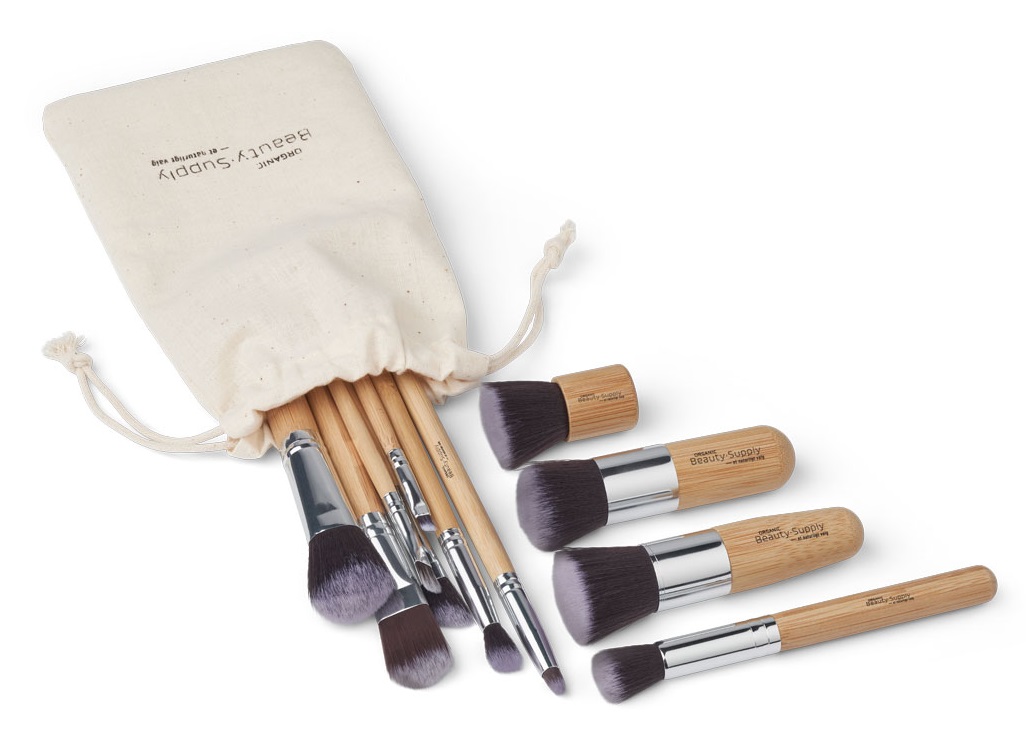 Organic Beauty Supply Makeup Børste Og Penselsæt Med Bambus Skaft