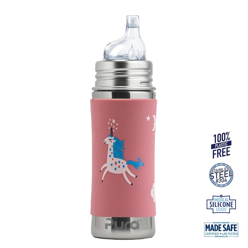 Pura Sipper Spouts Baby Sutteflaske 6 Mdr Enhjørning 325ml Fast Flow