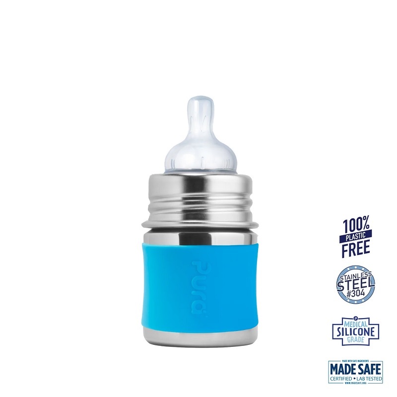 Pura Kiki Baby Sutteflaske 0 Mdr Aqua 150ml Slow Flow