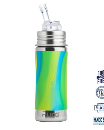 Pura    Kiki Straw Baby Sutteflaske 6  Mdr  Mint   Moss   Aqua  325ml   Fast Flow
