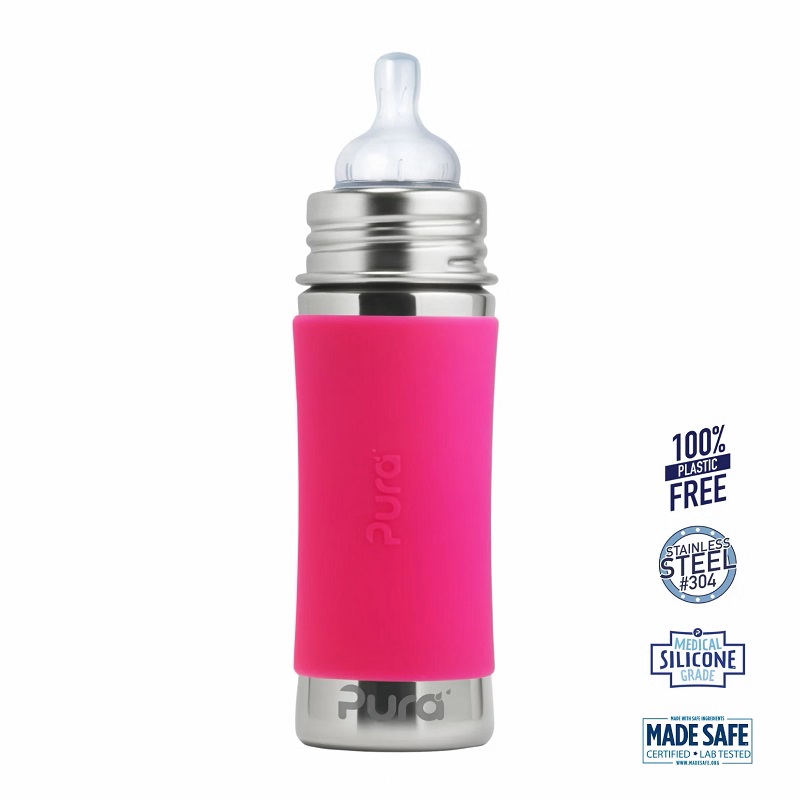 Pura Kiki Baby Sutteflaske 3 Mdr Pink 325ml Medium Flow