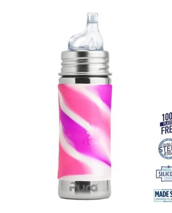 Pura    Sipper Spouts   Baby Sutteflaske 6  Mdr  Pink   Rosa   Hvid 325ml   Fast Flow