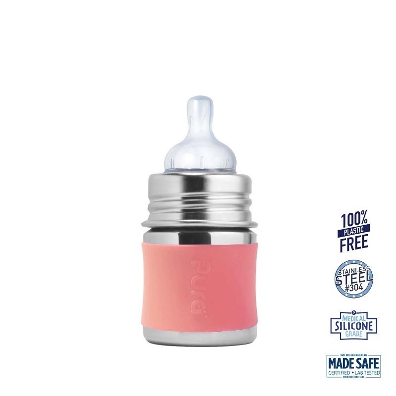 Pura Kiki Baby Sutteflaske 0 Mdr Rosa 150ml Slow Flow