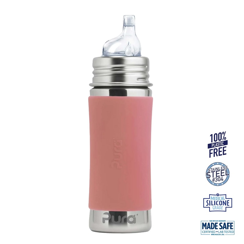 Pura Sipper Spouts Baby Sutteflaske 6 Mdr Rosa 325ml Fast Flow