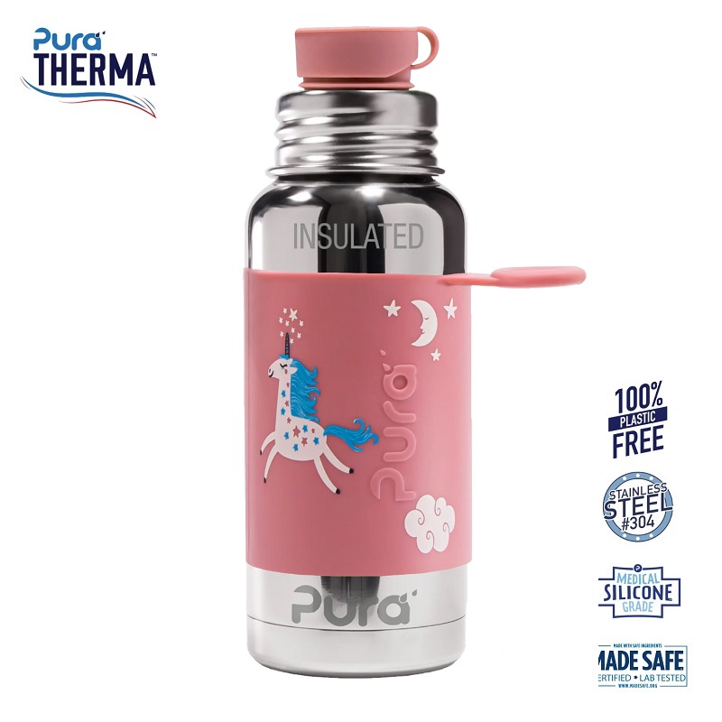 Pura Therma Sportsflaske Big Mouth Enhjørning 475ml