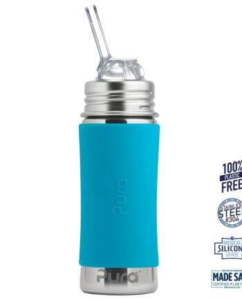Pura    Kiki Straw Baby Sutteflaske 6  Mdr  Aqua 325ml   Fast Flow