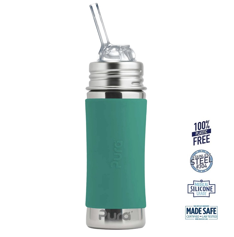 Pura Kiki Straw Baby Sutteflaske 6 Mdr Mint 325ml Fast Flow