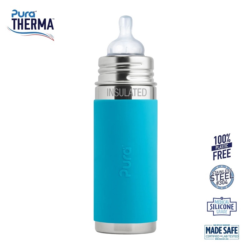 Pura Therma Kiki Baby Sutteflaske 3 Mdr Aqua 260ml Medium Flow