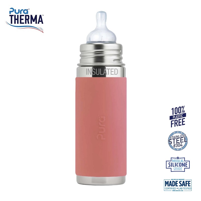 Pura Therma Kiki Baby Sutteflaske 3 Mdr Rosa 260ml Medium Flow