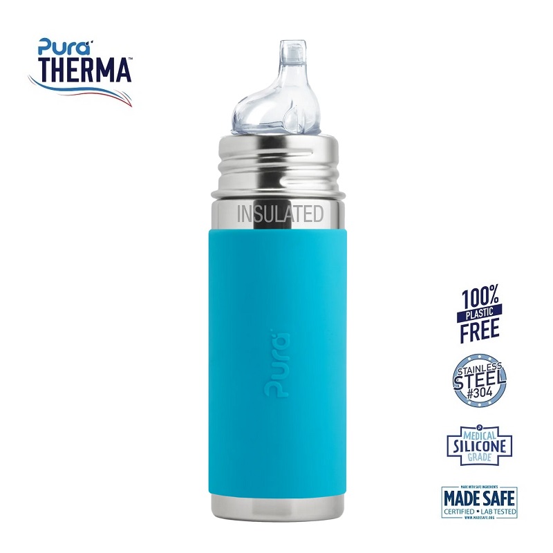 Pura Therma Kiki Sipper Baby Sutteflaske 6 Mdr Aqua 260ml Fast Flow
