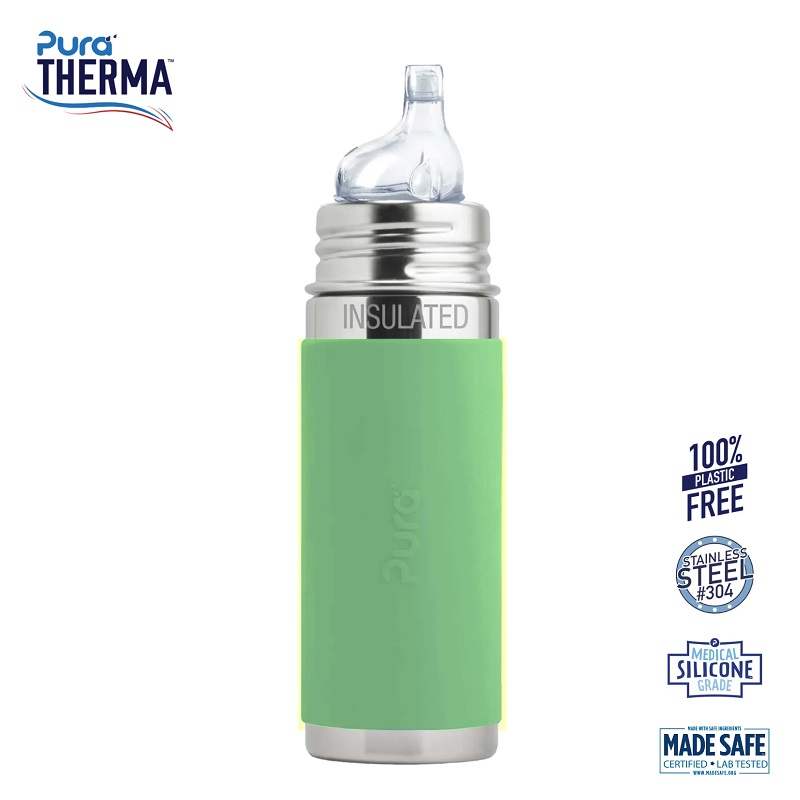 Pura Therma Kiki Sipper Baby Sutteflaske 6 Mdr Moss 260ml Fast Flow