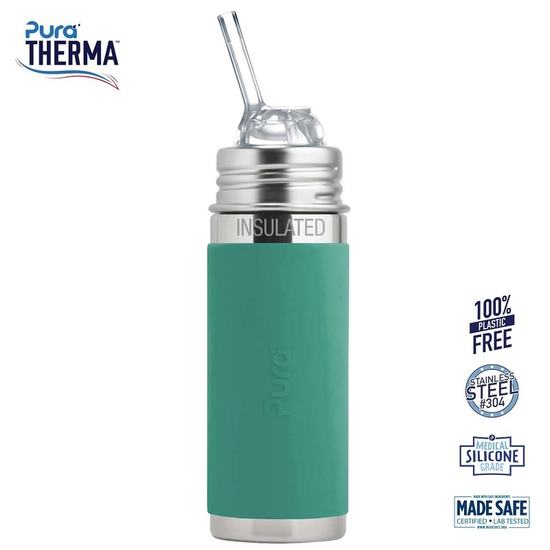 Pura Therma Kiki Straw Baby Sutteflaske 6 Mdr Mint 260ml Fast Flow