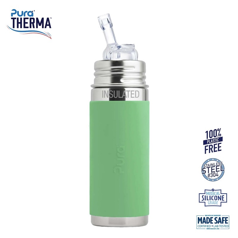 Pura Therma Kiki Straw Baby Sutteflaske 6 Mdr Moss 260ml Fast Flow