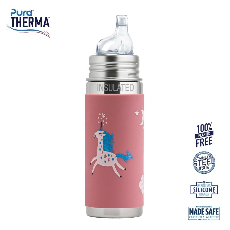 Pura Therma Kiki Sipper Baby Sutteflaske 6 Mdr Enhjørning 260ml Fast Flow