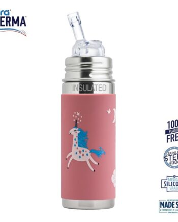 Pura    Therma Kiki Straw Baby Sutteflaske 6  Mdr  Enhjørning 260ml   Fast Flow