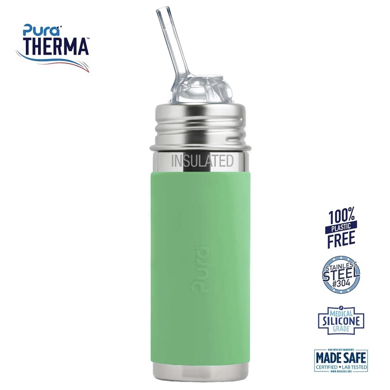 Pura Therma Kiki Straw Baby Sutteflaske 6 Mdr Moss 260ml Fast Flow