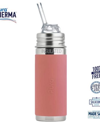 Pura    Therma Kiki Straw Baby Sutteflaske 6  Mdr  Rosa 260ml   Fast Flow