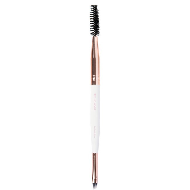 Brushworks Double Ended Brow Brush Rosegold White