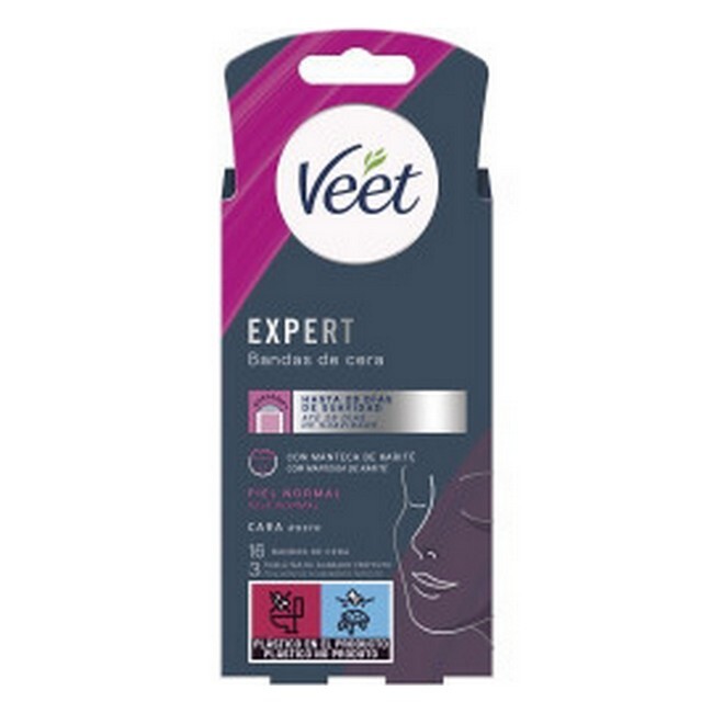 Veet Expert Wax Facial Strips Normal Skin 16 Stk