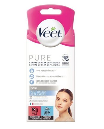 Veet   Pure Facial Hair Removal Wax Strips Sensitive Skin   20 Stk