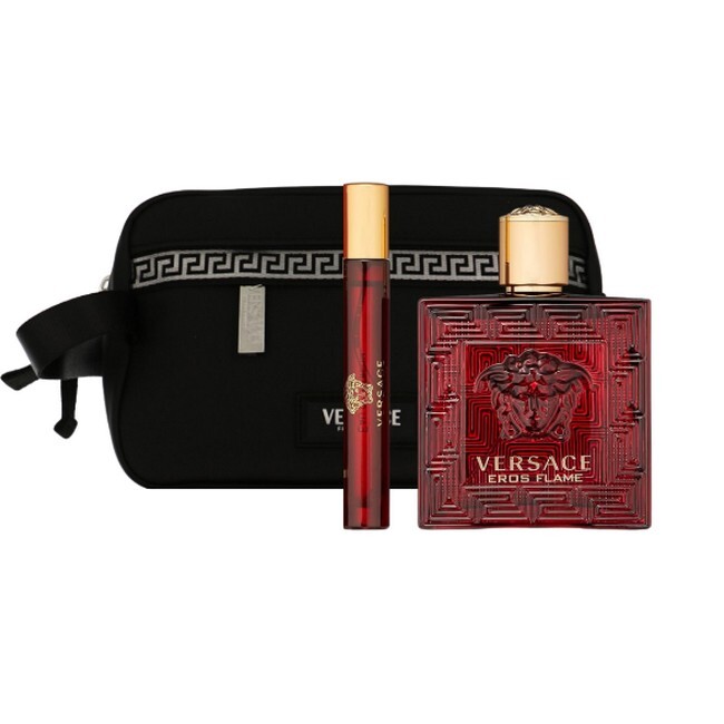 Versace Eros Flame Eau De Parfum Sæt 100 Ml Travel Spray Taske