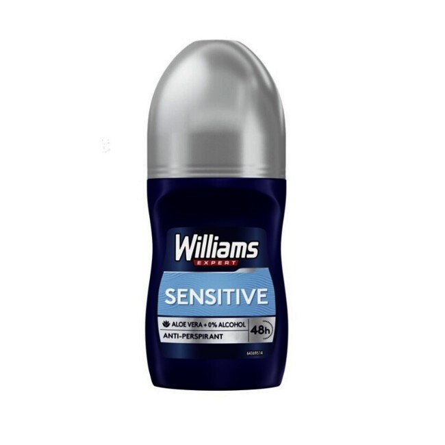 Williams Expert Sensitive Deo Roll On Antiperspirant 48h Aloe Vera 50 Ml