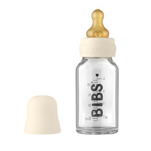 Bibs Baby Glass Bottle Complete Set Latex 110ml Ivory 1 Stk