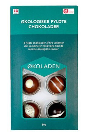 økoladen æske Med 8 Stk Fyldte Chokolader ø  80g