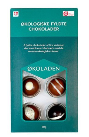 økoladen æske Med 8 Stk Fyldte Chokolader ø 80g