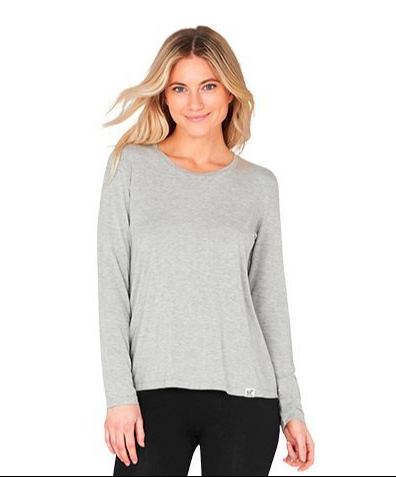 Boody Women S Long Sleeve Round Neck T Shirt Grå Str M