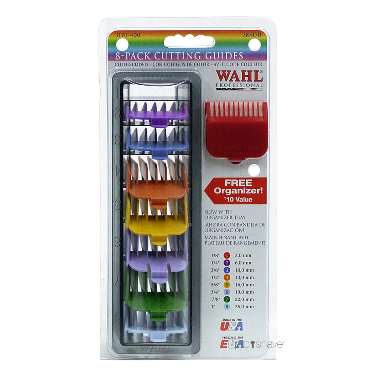 Wahl Professional Nylon Afstandskamme  Farvet  8 Stk