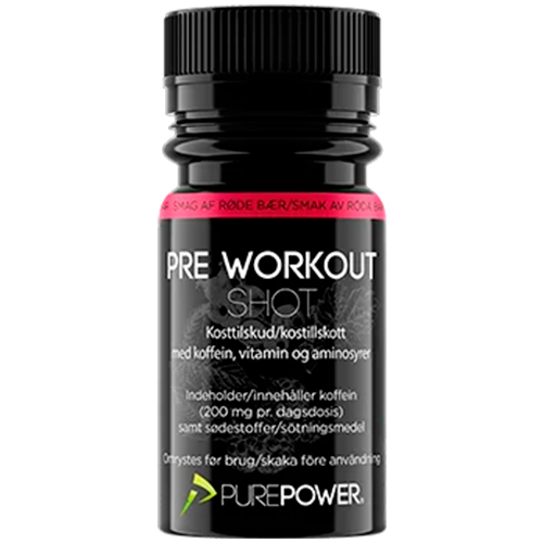 Purepower Pre Workout Shot Pwo Røde Bær 60 Ml