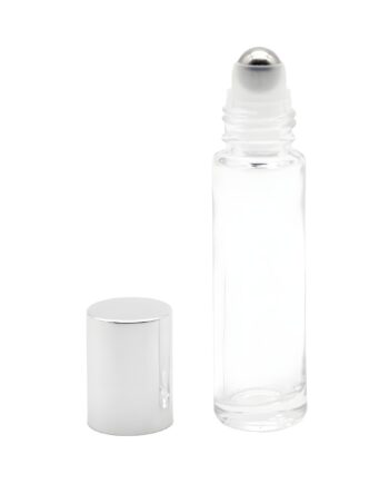 10 Ml  Klar Glasflaske Med Rullehoved   Sølv Låg